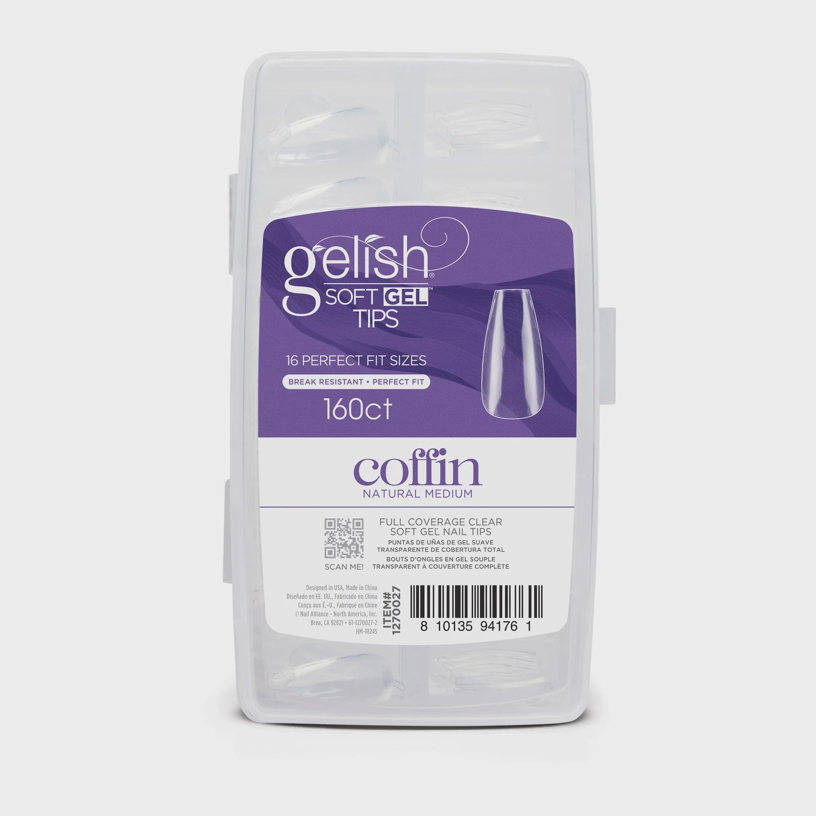 Harmony Gelish Soft Gel Tips Medium Coffin 160 ct #1270027